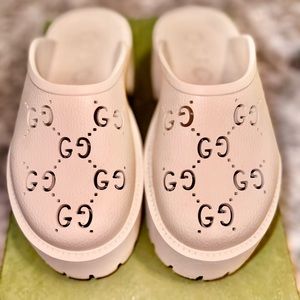 Gucci Perforated Platform G Rubber Sandal